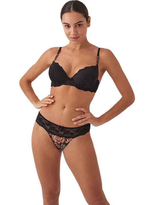Promise Lace Underwear Set with Bra & String Black