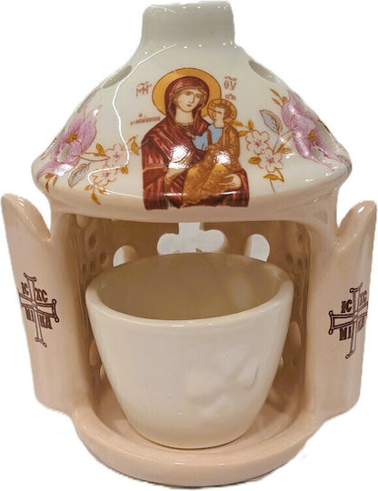Ceramic Vigil Oil Lamp Nativity Ceramic Vigil Oil Lamp Two-Tone Beige Brown Vigil Oil Lamp Dimensions Diameter × Height 12 × 15 Cm