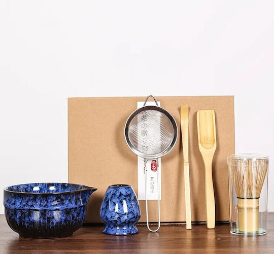 Set de Ceai Ceramic Albastru 5buc