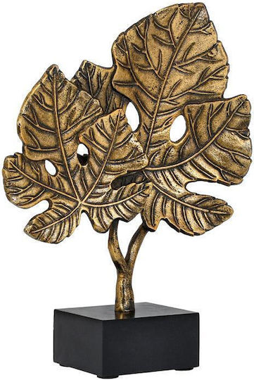 Metallisches Tischdekoration Blatt Schwarzer Basis Fylliana Fl75952 Goldene Antike Farbe 23x10x33cm