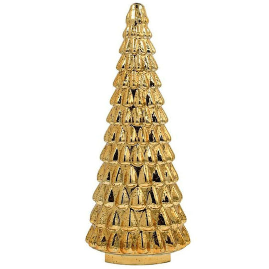 Christmas Decorative Glass Tree 32cm Battery Gold