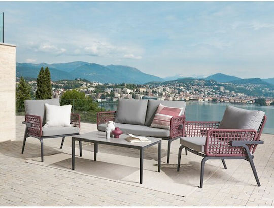 Berwyn 1915 Outdoor Living Room Set 4 Pieces Black with Pillows