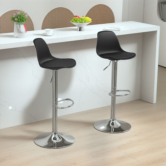 Stool Bar with Back & Adjustable Height Black 42x38x82cm