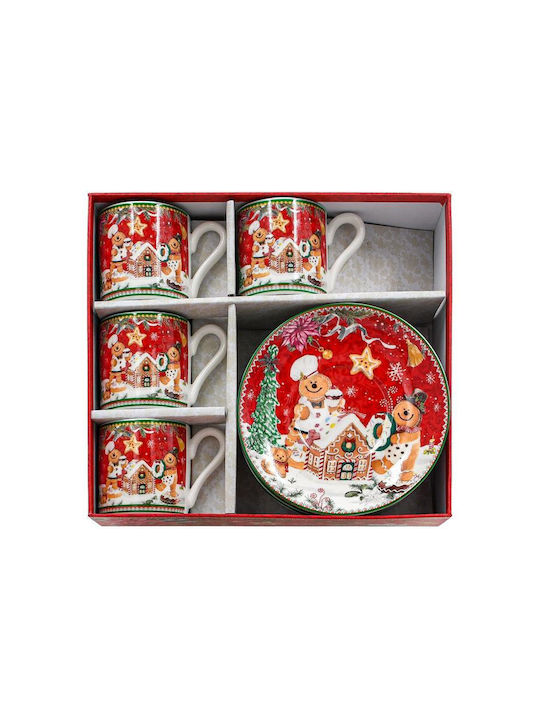 Fylliana Gingerbread Man Set Christmas Cups Ceramic Brown L6xW5.5cm. 4pcs