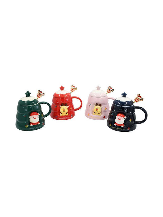 Christmas Mug Spoon 1/4 Fylliana Fl504 Pink-Blue-Green-Red Colour 8x10cm 4pcs