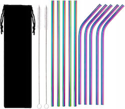 10x Rainbow Metal Straws Eco Reusable 10x Rainbow Metal Straws Eco Reusable