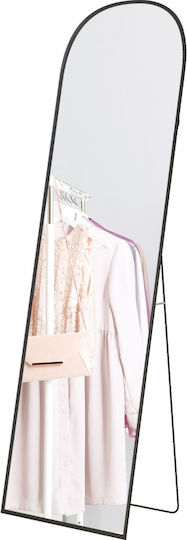 HomCom Boden- oder Standspiegel Gewölbt mit Schwarzem Aluminium Rahmen 161.5x50cm