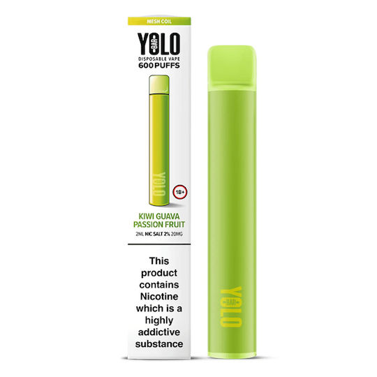Yolo Yolo Einweg-E-Zigarette 600 Einweg-E-Zigaretten Passion Kiwi Goyave Fruit 2ml 20mg Braune
