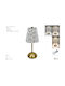 Due esse Metal Table Lamp with Transparent Shade and Gold Base