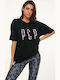 Serpentine Γυναικείο Oversized Crop T-shirt Ριγέ Black