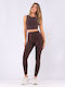 Training Damen Langes Formendefinition Hohe Taille Push-up Braun