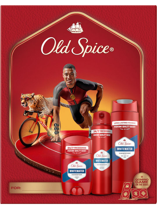 Old Spice Ironman Комплект Подарък с Дезодорант Стик Спрей и Душ Гел Whitewater 24-часова Свежест за Ежедневна Употреба Аромат с Качествен Мирис Който Трайе