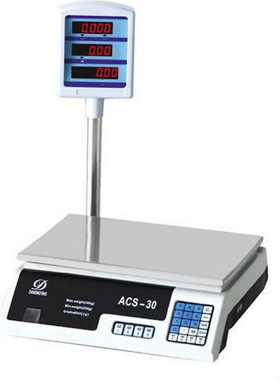 Electronic Retail Scale with Weighing Capacity of 30kg and Division 10gr