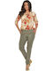 Women's Linen Trousers Loose Fit Green