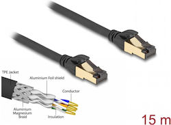 Delock Rj45 Sftp Cat.6a Network Cable Outdoor Industrial Use 15m Black Delock 80253