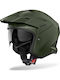 Airoh Kombakt Military Green Matt Motorcycle Helmet Jet ECE 22.06 1150gr with Sunvisor