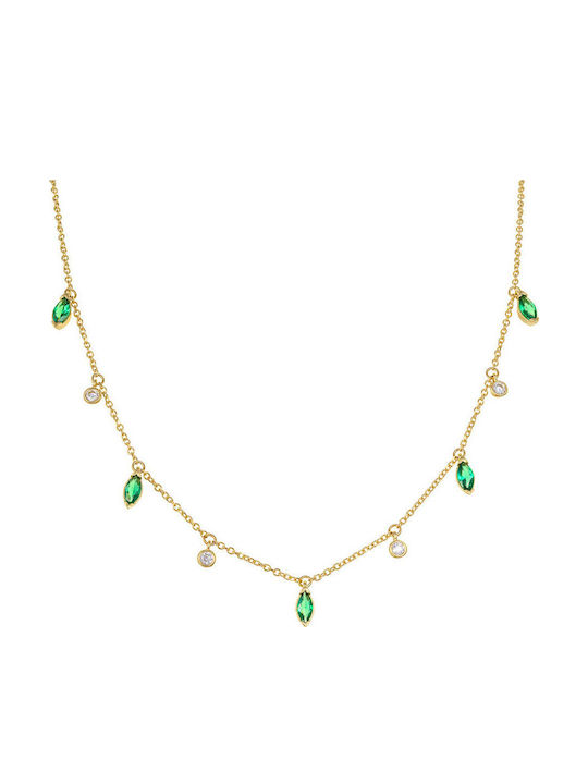 Kritsimis Necklace From 14K Gold With Green Zircon