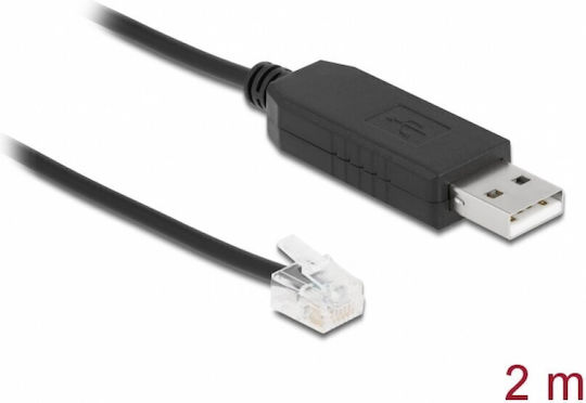Delock Usb-a Към Сериялен Rs-232 Rj12 Кабел С ESD APC Защита 2m Delock 66736