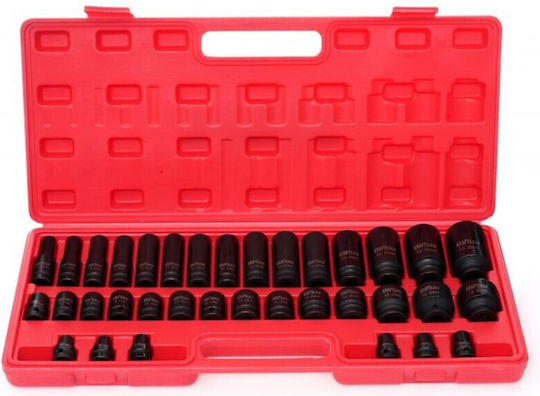 Kraft & Dele Căpăcei Pneumatic - Pneumatic Lungi cu Patrat de Prindere 1/2" Set 35buc