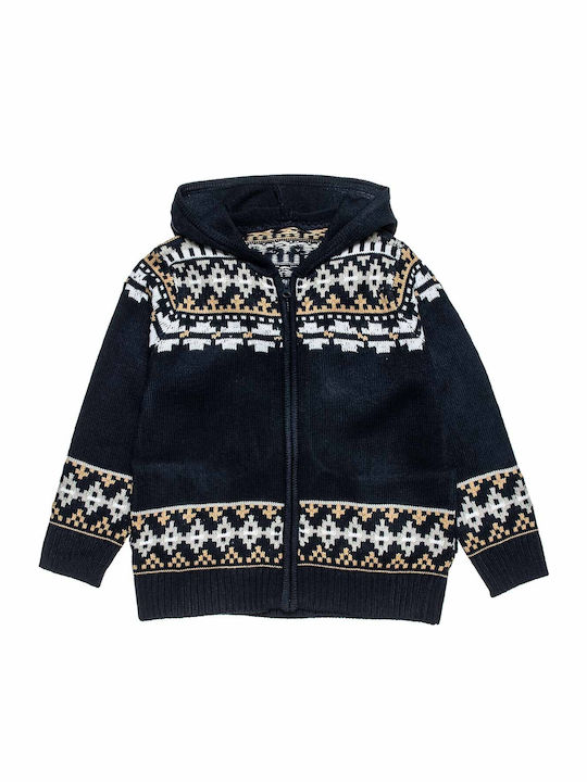 Kids Cardigan Knitted with Hood Navy Blue