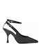 Paris 821 Satin Heels with High Heel Black