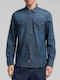 Long-sleeved Denim Shirt Dark Blue Denim