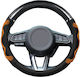 Car Steering Wheel Cover made of Leatherette Orange with Orange Stitching