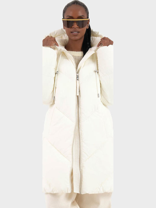 Γυναικείο Puffer Μπουφάν για Χειμώνα Off White