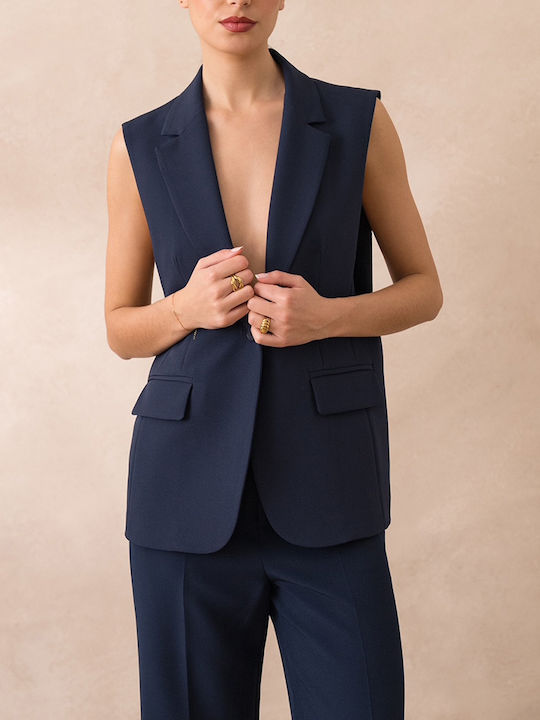 Cuca Lang Damen Blazer Navy Blue