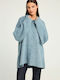 Fleece Γυναικεία Ζακέτα με Κουμπιά σε Μπλε Χρώμα