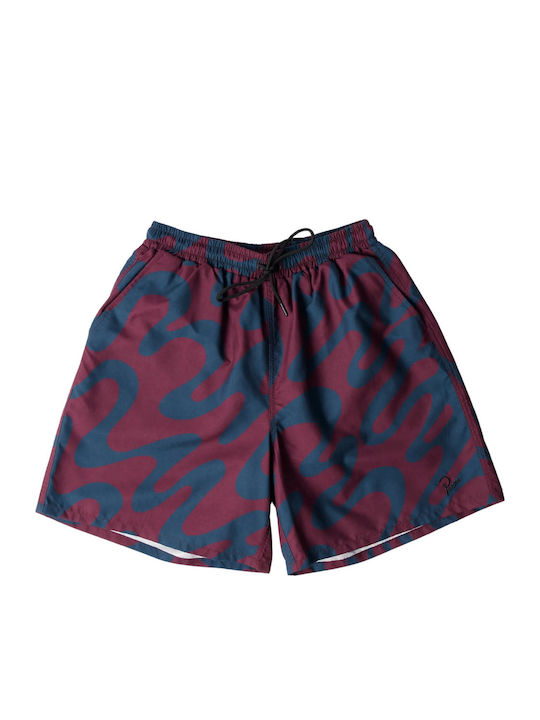 Men's Swimwear Shorts Burgundy with Patterns