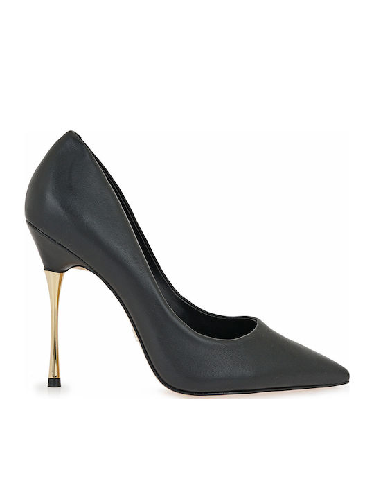 Leder Pumps mit hohem Absatz Schwarz