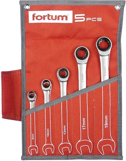 Ratchet Combination Wrench Set Extol 8-19 Mm Crv/s2 5 Pieces