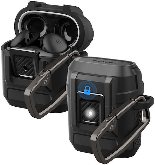 Spigen Lock Fit Θήκη Πλαστική / Σιλικόνης με Γάντζο σε Μαύρο χρώμα για Google Pixel Buds 2a
