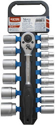 Set Chei Cu Clichet 1/2" Extol Premium Capete Tubulare 16 Bucăți Set Chei Cu Clichet 1/2" Extol Premium Capete Tubulare 16 Bucăți