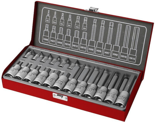 Set 18 Allen Keys Extol 1/4" 1/2" Crv Steel