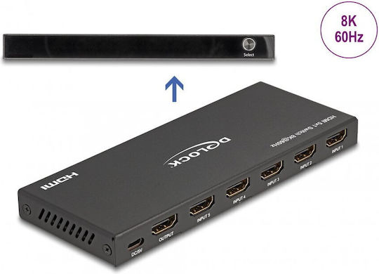 Delock HDMI Превключвател 5 Порта 8K60Hz/4K144Hz Delock 18657