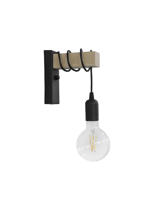 Pakketo Modern Wall Lamp with E27 Lamp Bulb Base Black 15x5.5x15cm