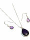 Amalfi Accessories Σετ με Κολιέ & Σκουλαρίκια από Ασήμι με Πέτρες