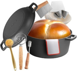 Vevor Cast Iron Dutch Pot 2--1 Default Pot Lid Pan 4.7l Utensil Proofing Basket Bread Baking Accessories Compatible Bread Oven 260 ℃