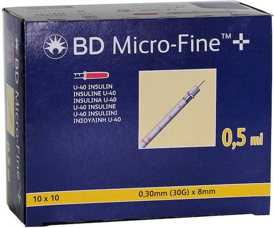 BD Micro-fine+ Σύριγγες Ινσουλίνης 30G 0.5ml 100τμχ
