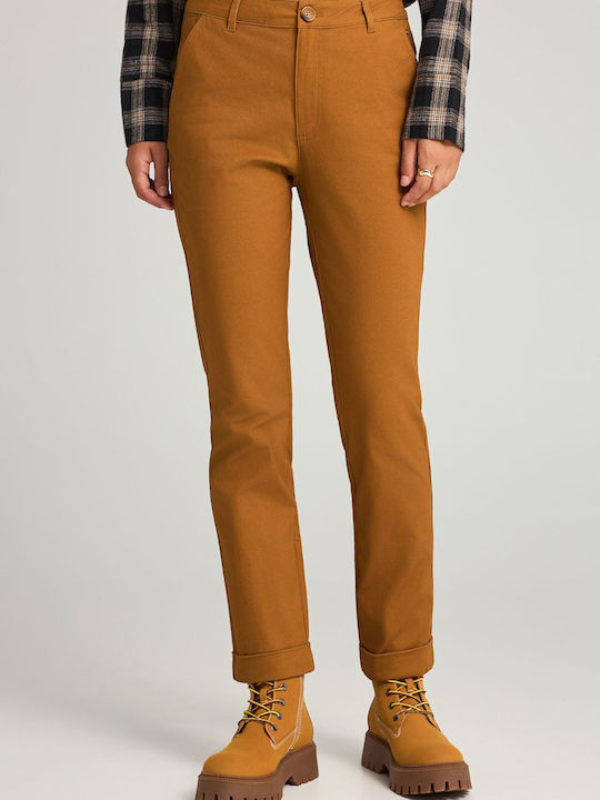 Funky Buddha Damen Chino Hose Braun
