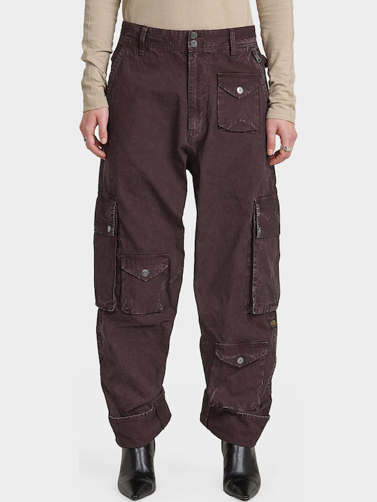 Dama Tesatura Pantaloni Cargo cu Croială Boyfriend Aubergine