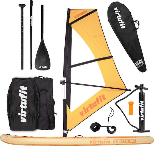 Virtufit Surfer Gonflabilă Placă SUP / Windsurf cu Lungime 3.05m Portocaliu