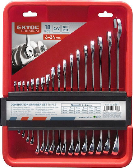Ring-Schlüssel 6-24mm Extol Premium 6351 Crv 18 Stück