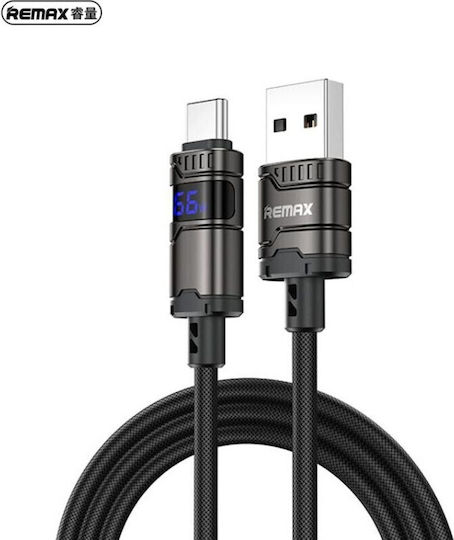 Remax Braided USB 2.0 Cable USB-C male - USB-A 66W Μαύρο 1.2m