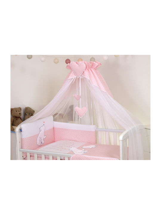 Amy Plasă de țânțari Pentru Patut Bear Heart Din tul 68909 cu suport Roz 160x160x600cm