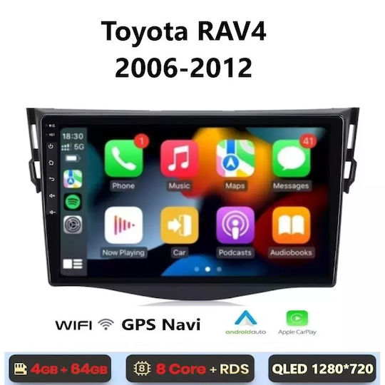 Ηχοσύστημα Αυτοκινήτου για Toyota RAV 4 2006-2012 (Bluetooth/USB/WiFi/GPS/Apple-Carplay/Android-Auto) με Οθόνη Αφής 9"