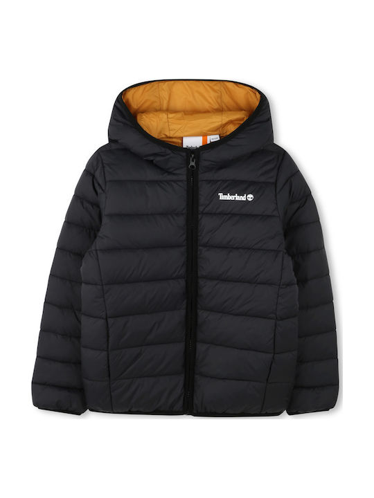 Timberland Kids Quilted Short Coat with Hood Black