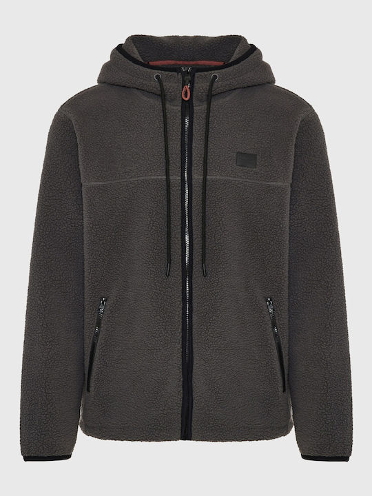 Funky Buddha Men's Fleece Jacket Hooded Gray